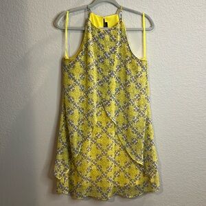 Doe & Rae tunic Dress SZ M womens yellow abstract layered adorable! Flattering